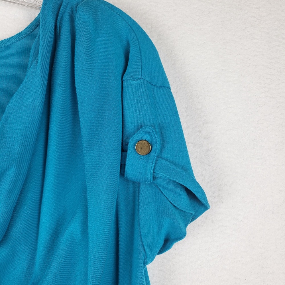 Lane Bryant‎ Teal Cowl Neck Roll Tab Sleeve Tunic Top Plus Size 14 16 - Picture 3 of 6